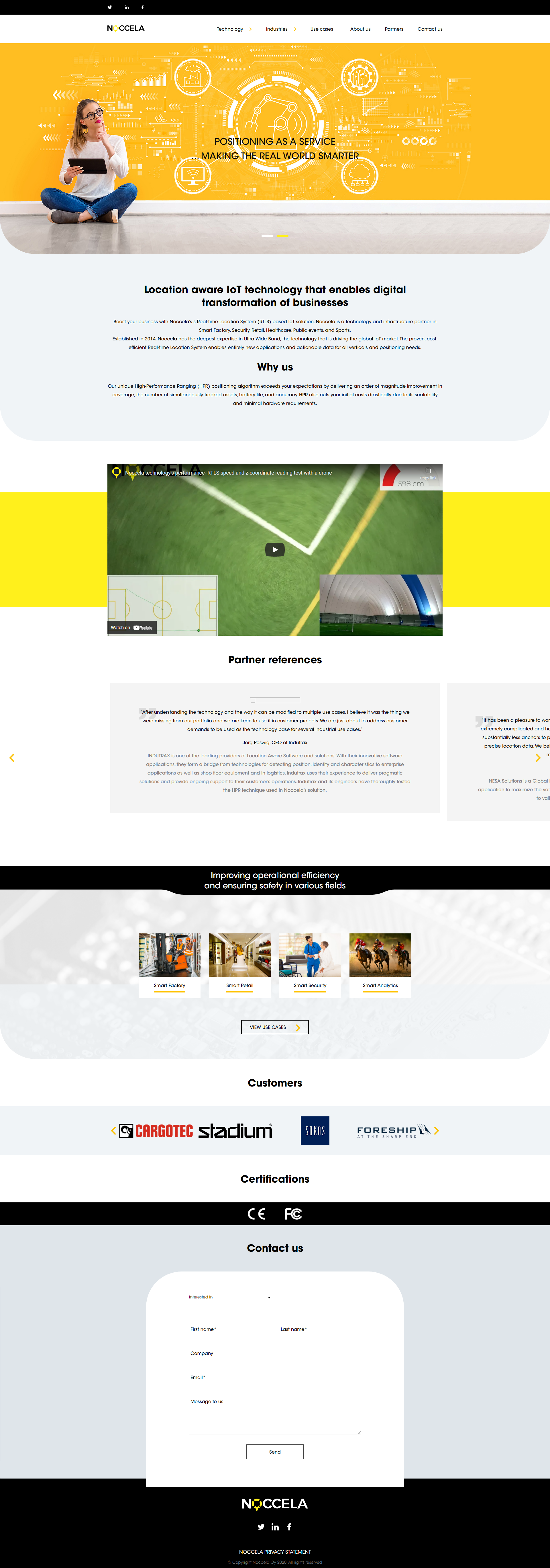 Homepage van de WordPress landingspagina met geanimeerde grafieken en partners referenties