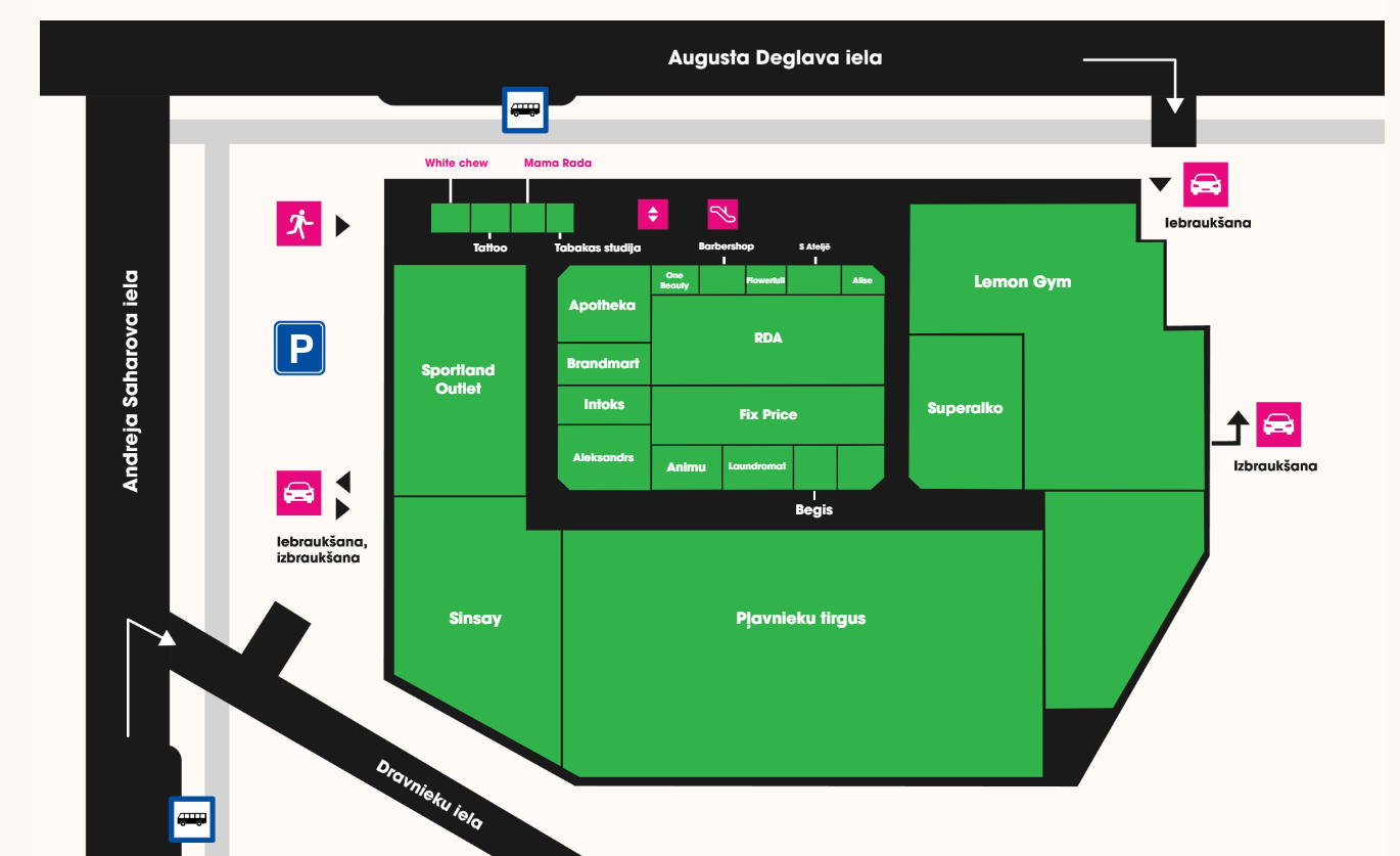 Definitieve interactieve plattegrond van Winkelcentrum Augusts met daarop 17 winkels met dynamische labels