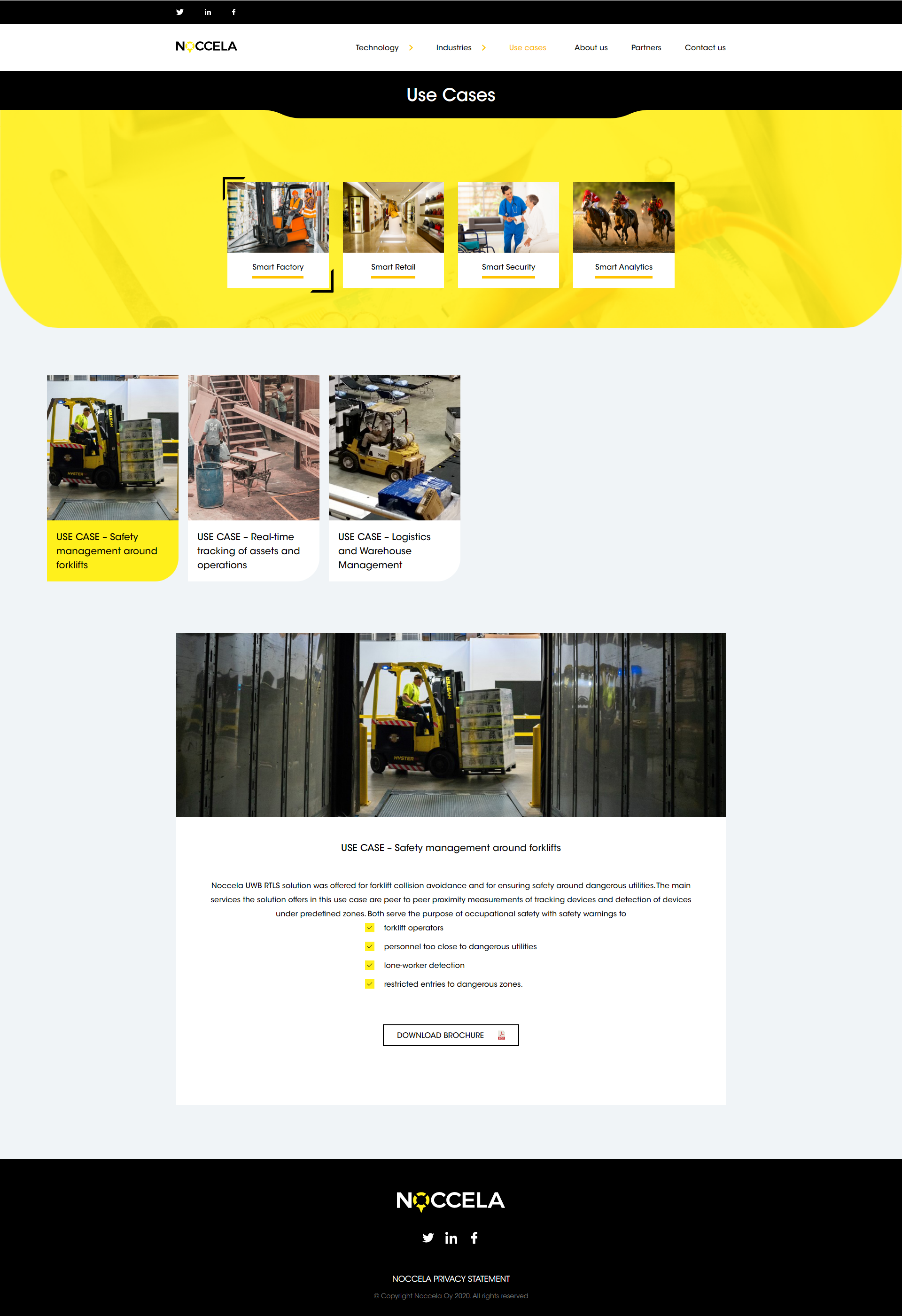 Use Case pagina met slimme oplossingen en heftruck veiligheidsfunctie